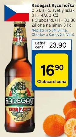 Pivo světlý ležák 12° Ryze hořká Radegast