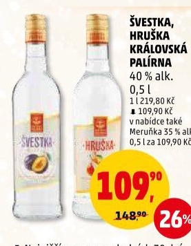 Pálenka švestka Královská palírna