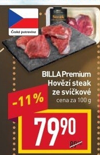 Hovězí steak ze svíčkové Billa Premium