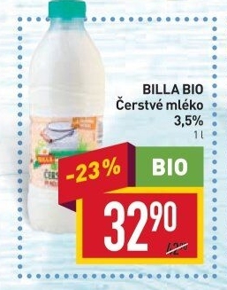 Mléko čerstvé Naše Bio Billa - 3,5% plnotučné