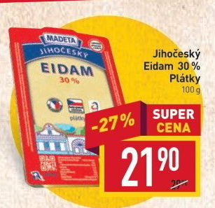 Sýr Eidam Jihočeský 30% Madeta