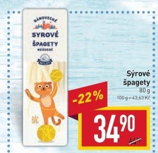 Sýrové špagety Bánovecké Milsy