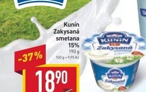 Zakysaná smetana Mlékárna Kunín 15%