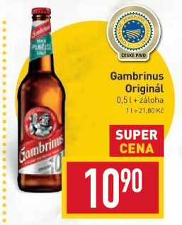 Pivo světlé výčepní Originál 10° Gambrinus