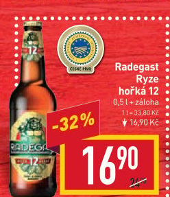 Pivo světlý ležák 12° Ryze hořká Radegast