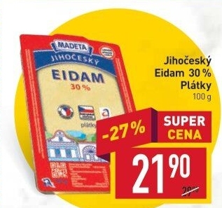 Sýr Eidam Jihočeský 30% Madeta
