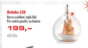 Vánoční svítící LED skleněná dekorace