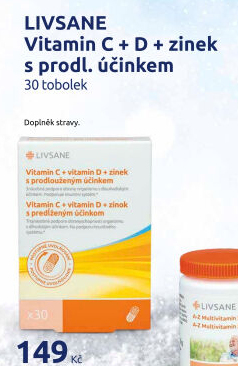 Doplněk stravy Vitamin C + D + Zinek Livsane