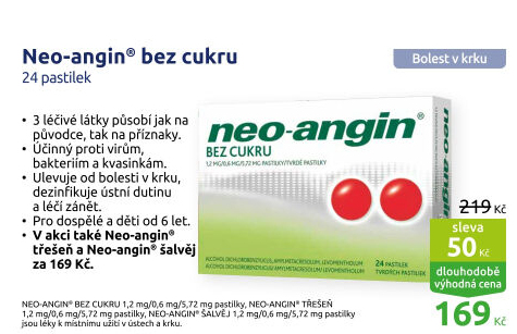 Pastilky proti bolesti v krku Neo Angin
