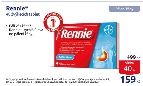 Žvýkací tablety proti pálení žáhy Rennie