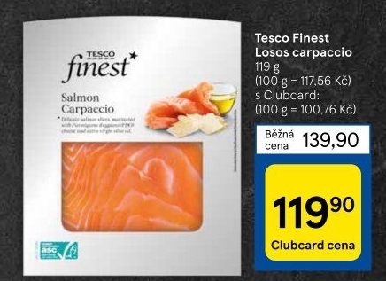 Losos carpaccio Tesco Finest