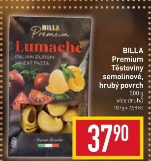 Těstoviny semolinové Premium Billa