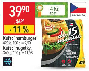 Hamburger kuřecí smažený mražený Vodňanské kuře
