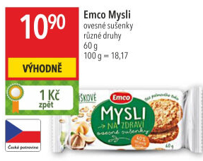 Ovesné sušenky Mysli na zdraví Emco