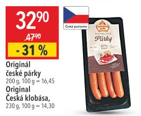 Párky české originál Vodňanské kuře