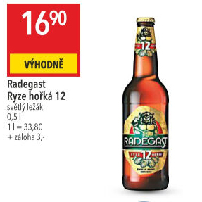 Pivo světlý ležák 12° Ryze hořká Radegast