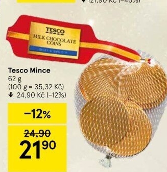 Čokoládové mince Tesco