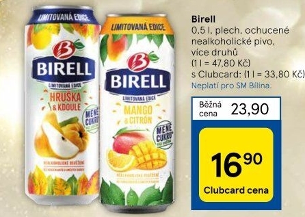 Nealkoholické pivo ochucené Birell