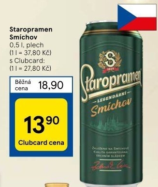 Pivo světlé výčepní 10° Smíchov Staropramen