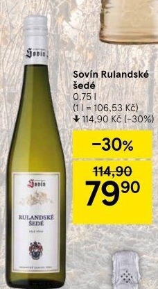 Víno Rulandské šedé Vinný sklep Sovín
