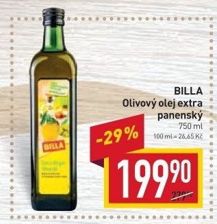 Olivový olej extra panenský Billa