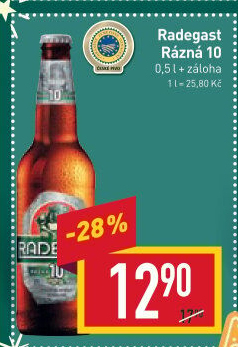 Pivo světlé výčepní Rázná 10° Radegast
