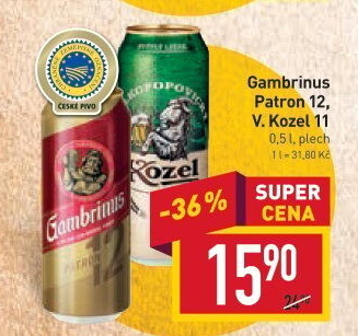 Pivo světlý ležák 12° Patron Gambrinus