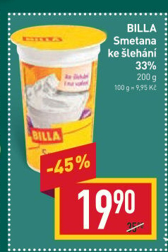 Smetana ke šlehání Billa 33%