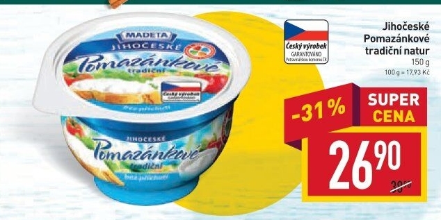 Tradiční pomazánkové Jihočeské Madeta