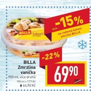 Zmrzlina ve vaničce Billa