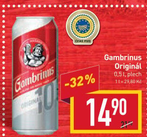 Pivo světlé výčepní Originál 10° Gambrinus