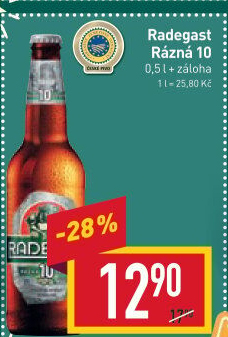 Pivo světlé výčepní Rázná 10° Radegast