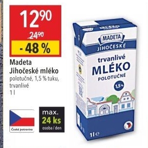 Mléko trvanlivé Jihočeské Madeta - 1,5% polotučné