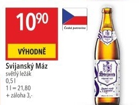 Pivo světlý ležák 11° Svijanský Máz Svijany