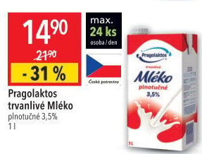 Mléko trvanlivé Pragolaktos - 3,5% plnotučné