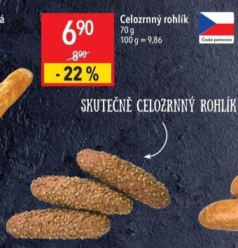 Celozrnný rohlík