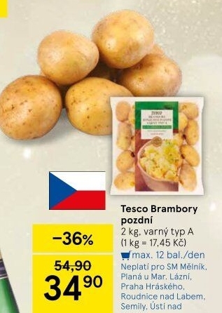 Brambory konzumní pozdní Tesco