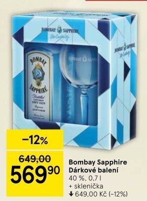 Gin Sapphire Bombay Spirits - dárkové balení