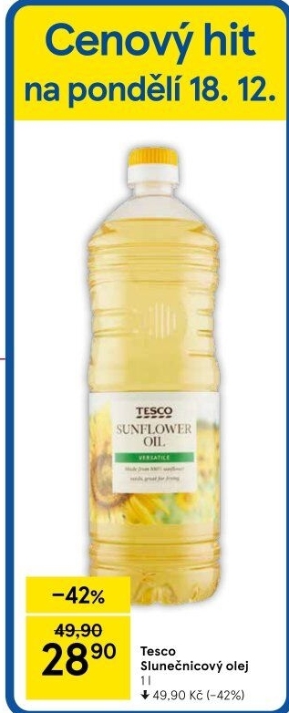 Slunečnicový olej Tesco