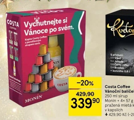 Kávové kapsle Costa Coffee + sirup Monin - dárkové balení