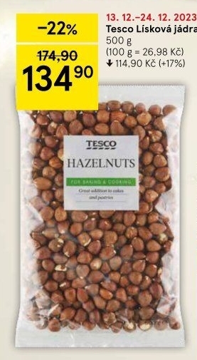 Lískové ořechy Tesco