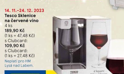 Sklenice na červené víno Tesco