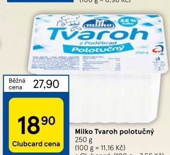 Tvaroh polotučný z Poděbrad Milko
