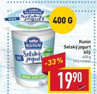 Bílý jogurt selský Mlékárna Kunín
