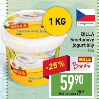 Bílý jogurt smetanový Billa