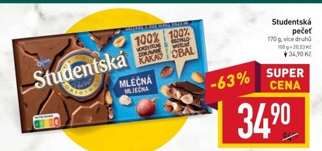 Čokoláda Studentská pečeť Orion