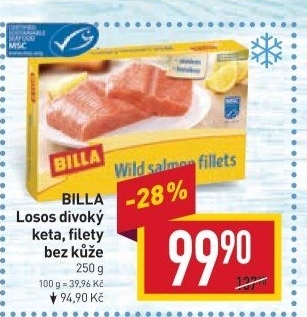 Losos divoký Keta filety mražený Billa