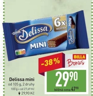 Oplatky celomáčené mini Delissa Orion