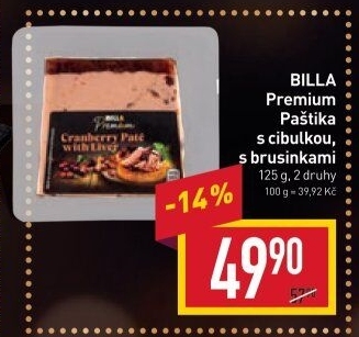 Paštika s cibulkou Billa Premium