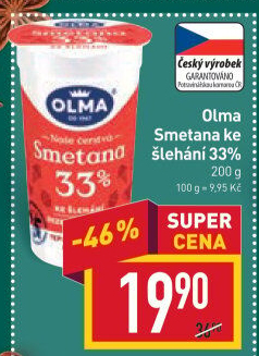 Smetana ke šlehání Olma 33%